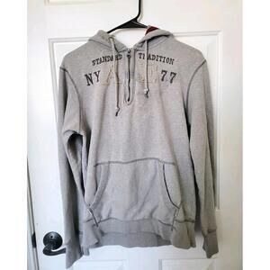 Y2K American Eagle Mens Distressed Hoodie Quarter Zip Gray Sz M Preppy 2000s